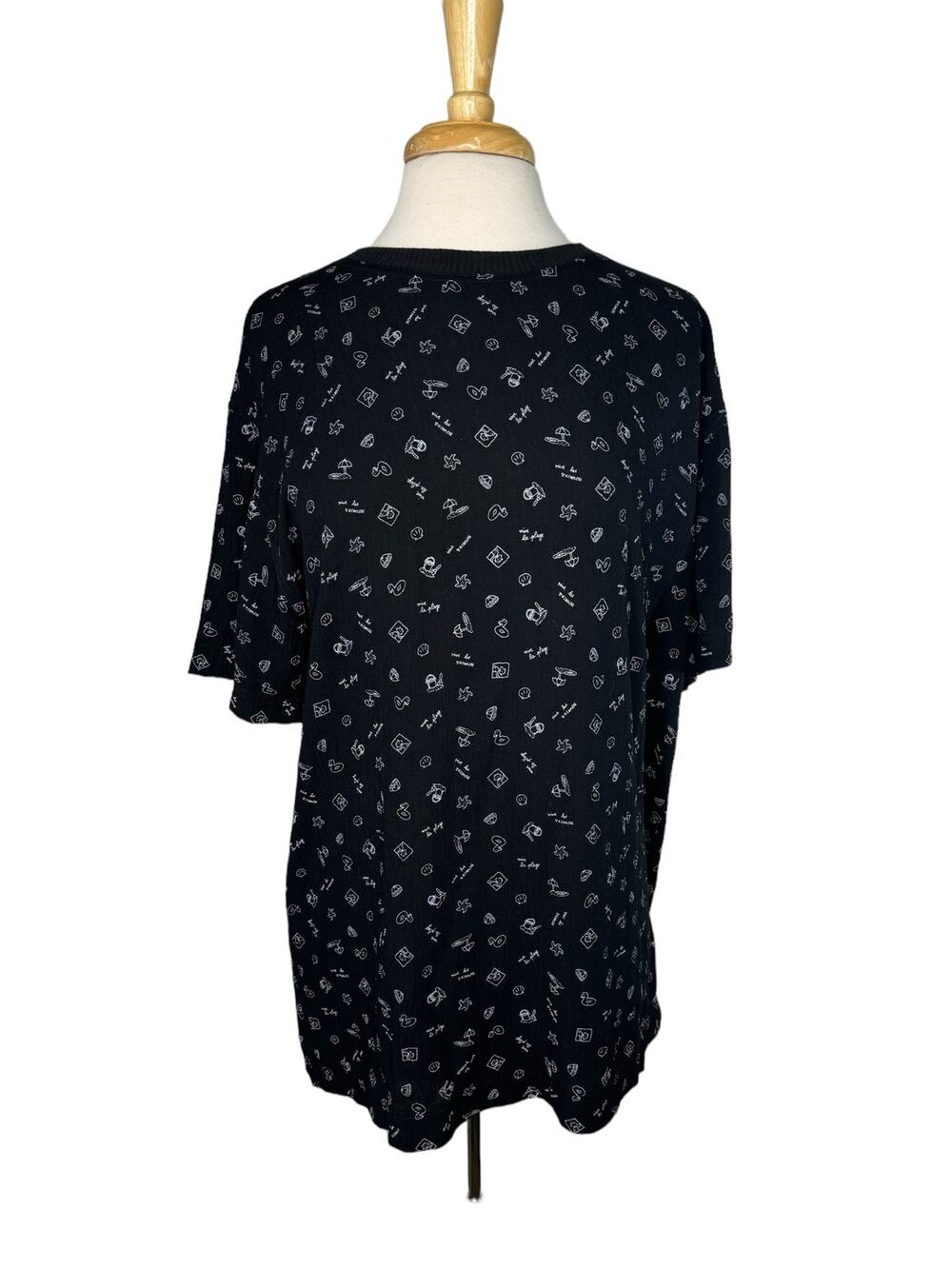 CAROLE LITTLE ST TROPEZ WEST Vintage French Beach Black White Print Tunic Sz 12